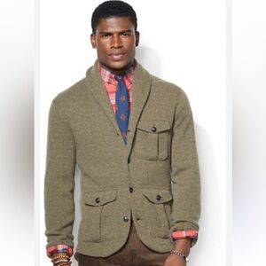 Polo Ralph Lauren Olive Wool Blend Shawl Cardigan Green Moss Size Small
